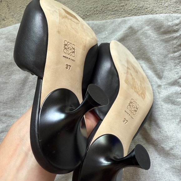 New Loewe Anagram Medallion Kitten Heel Shoes, Black Leather, Women's EU37 US7 - Picture 4 of 6